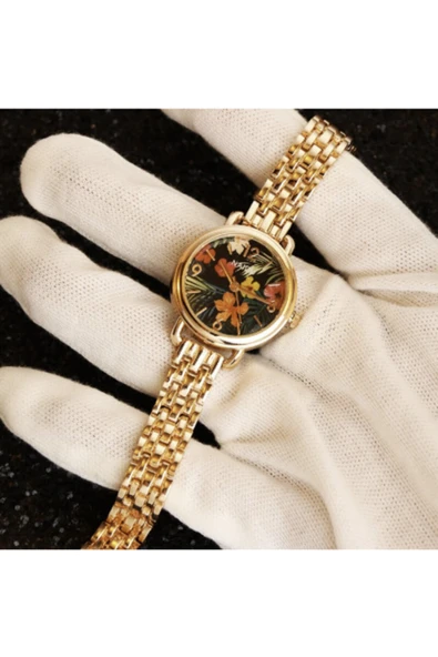 renkli çiçekler Kadın Saat Çiçek Baskılı Moda Kadın Kol Saati - 7