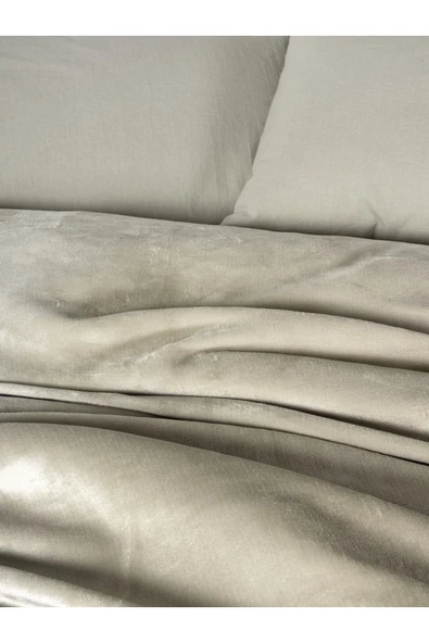 Cotton Box Velvet Çift Kişilik Nevresim Takımı Flossy Taş - Resim 2