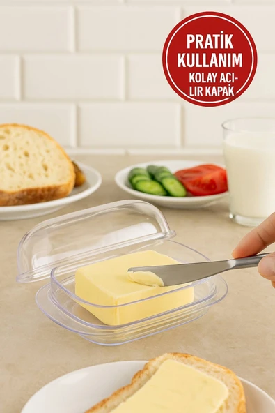 Şeffaf Plastik Tereyağlık Peynir Saklama Kabı 18,5x13x6,5 cm – Sızdırmaz & Hijyenik Kapaklı - 3