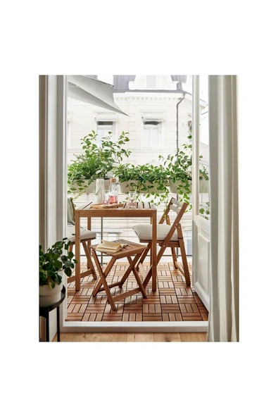 NÄMMARÖ Masa ve Sandalye Seti, Açık Kahverengi, Kuddarna Bej - Resim 4