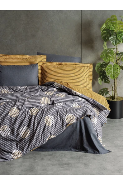 Cotton Box Modern Tek Kişilik Nevresim Takımı Strew Gri
