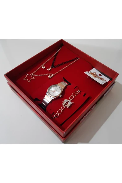 renkli çiçekler Kadın Saat Kadın Kol Saati Kolye Küpe Takı Set - 2