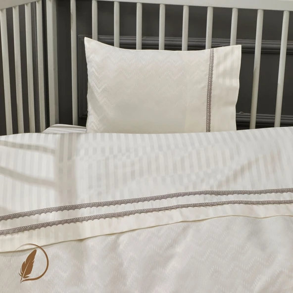 LaFiny- Elegant Zigzag Bebek Bambu Nevresim Takımı; ''nevresim, Çarşaf ve Yastık Kılıfı'' Taş - 3