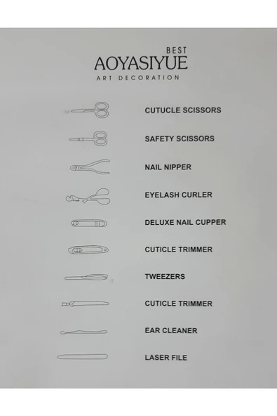 renkli çiçekler Manikür Set 10 Parça Manikür Seti - Resim 4