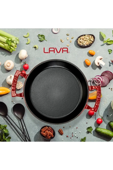 Lava Döküm Yuvarlak Sahan Döküm Demir Yekpare Çift Kulplu Çap20cm. - Resim 7