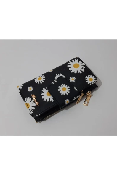 renkli çiçekler Kadın Cüzdan Kullanışlı Papatya Desenli Kadın Cüzdanı ürün görseli 1