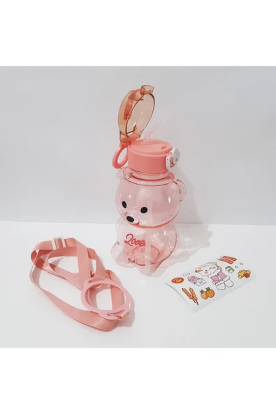 renkli çiçekler 750 ML Matara Okul İçin Suluk Ayıcık Modelli Su Matarası - 3