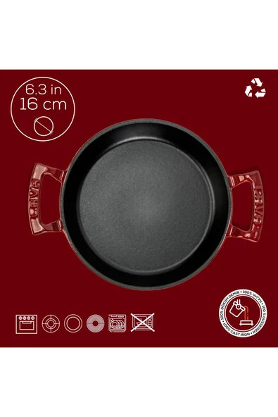 Lava Döküm Yuvarlak Sahan Döküm Demir Yekpare Çift Kulplu Çap16cm. - Resim 4