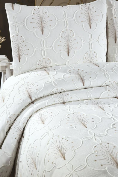 Sonay Nakışlı Şönil 3 Parça Çift Kişilik Yatak Örtüsü - Resim 2