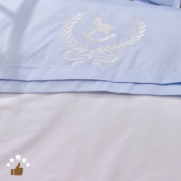 LaFiny- Lucky Colt Bebek Nevresim Takımı %100 Pamuk Nevresim, Çarşaf, 2xyastık Kılıfı Mavi - 4