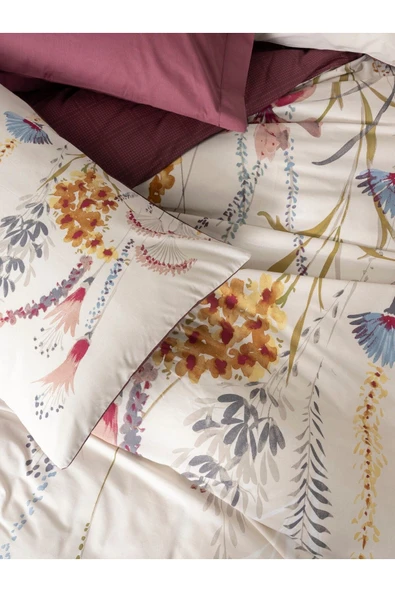 Cotton Box Tek Kişilik Nevresim Takımı Flos Bordo - 2