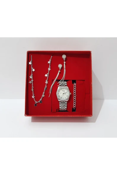 renkli çiçekler Kadın Saat Kadın Kol Saati Kolye Bileklik Küpe Set - 2