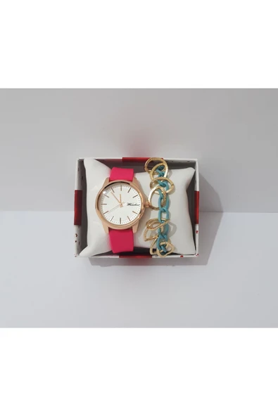 renkli çiçekler Kadın Kol Saati Metal Bileklik Ve Saat