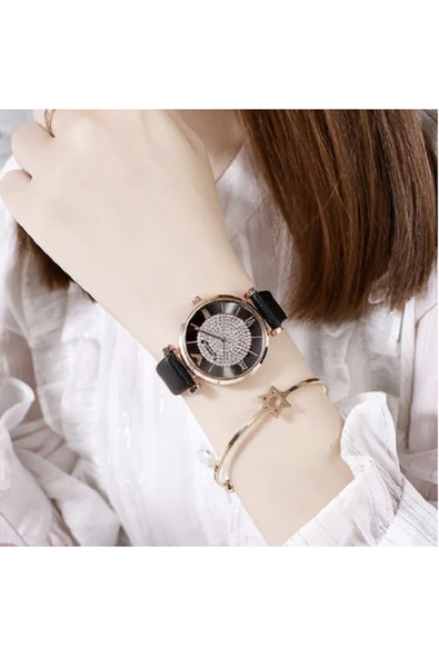 renkli çiçekler Kadın Saat Lüks Manyetik Kuvars Saat Kadın Kol Saati - 2