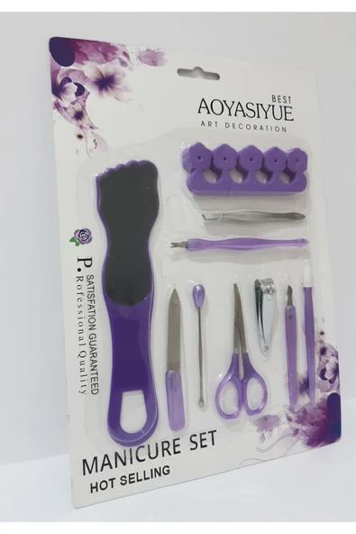 renkli çiçekler Manikür Set 10 Parça Manikür Seti - Resim 2