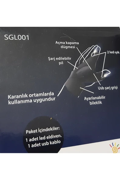 renkli çiçekler Şarj Edilebilir LED Li Eldiven Çalışma Eldiveni - Resim 3