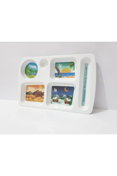 renkli çiçekler Çocuk İçin Desenli Melamin Tabildot Tabak Kahvaltı ve Yemek Tabağı Çocuklar için Yemek Tepsisi - Resim 8