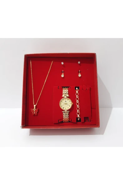 renkli çiçekler Kadın Saat Kadın Kol Saati Kolye Bileklik Küpe Set - 5