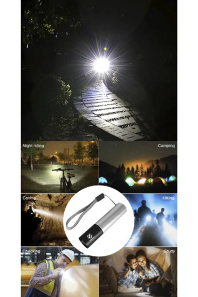 renkli çiçekler Usb Şarj Edilebilir Mini Led El Feneri 3 Aydınlatma Modu Su Geçirmez Pik Yakınlaştırma El Feneri - Resim 2