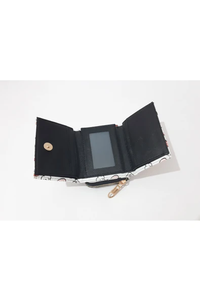 renkli çiçekler Çocuk Cüzdan 11x8x4 CM Beyaz Karışık Desenli Çocuk Cüzdanı - 3