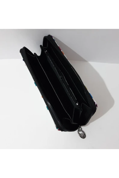 renkli çiçekler Kadın Cüzdan Kullanışlı Desenli Kadın Cüzdanı - Resim 4