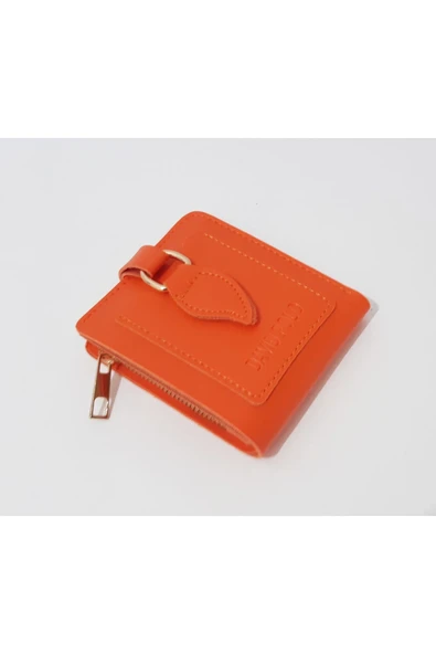 renkli çiçekler Kadın Cüzdan 12x10 CM Turuncu Renk Kadın Cüzdanı - 2