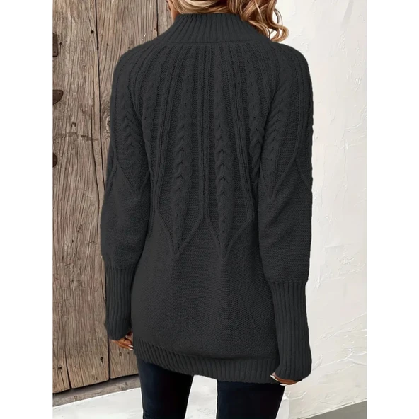 Lucky Life Kadın Uzun Kollu Yarı Balıkçı Yaka Triko Bluz - 5