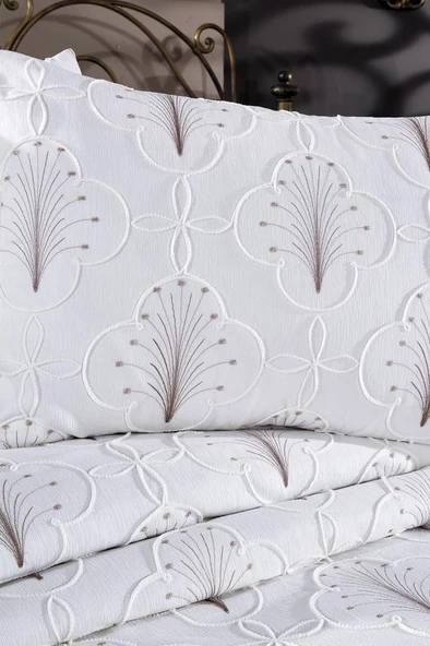 Sonay Nakışlı Şönil 3 Parça Çift Kişilik Yatak Örtüsü - Resim 5