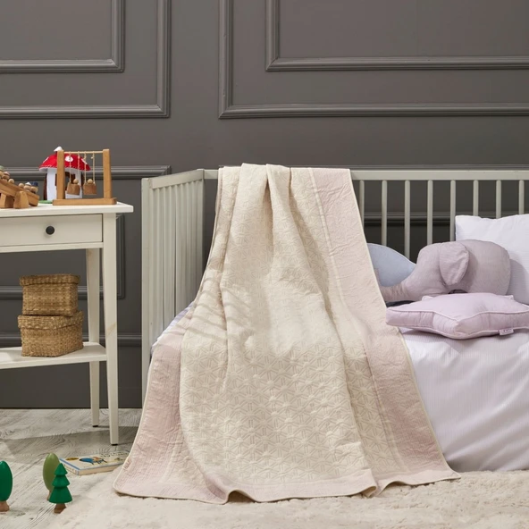 LaFiny- Honeycomb Bebek Battaniye %70 Bambu %30 Micro Kumaş 110CM x 150CM Pembe