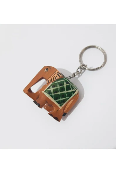 renkli çiçekler Fil Figürlü Ahşap Anahtarlık ürün görseli