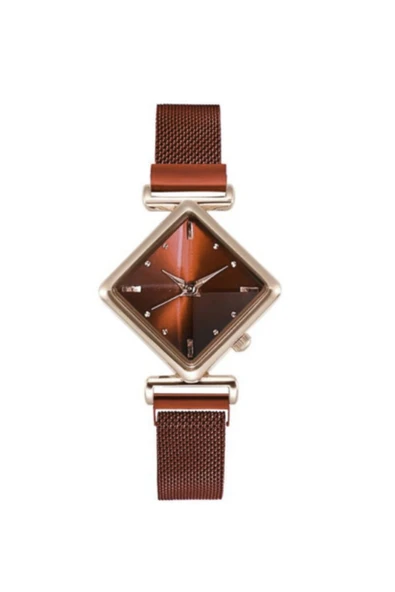 renkli çiçekler Kadın Saat Kare Lüks Kuvars Mıknatıs Toka Kadın Kol Saati - 2