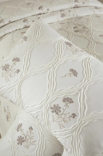 Abuda Nakışlı Şönil 2 Parça Tek Kişilik Yatak Örtüsü - Resim 6