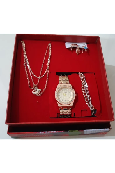 renkli çiçekler Kadın Saat Kadın Kol Saati Kolye Küpe Takı Set - 5