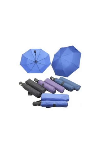 renkli çiçekler Şemsiye 8 Telli Çelik Gövde Otamatik Lacivert Şemsiye - Resim 2