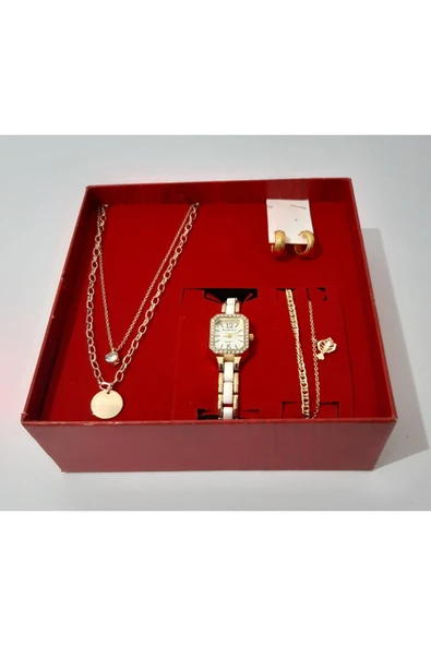 renkli çiçekler Kadın Saat Kadın Kol Saati Kolye Küpe Takı Set