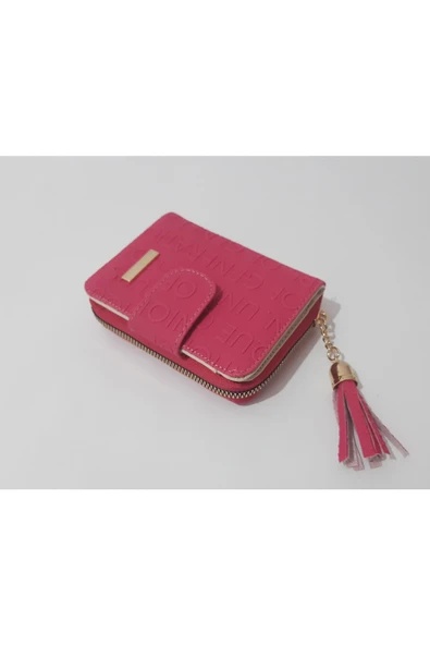 renkli çiçekler Kadın Cüzdan Kullanışlı Pembe Renk Kadın Cüzdanı - Resim 2