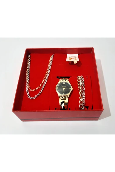 renkli çiçekler Kadın Saat Kadın Kol Saati Kolye Küpe Takı Set