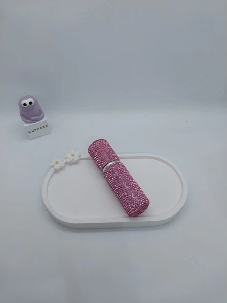 Parıldayan Elmas İşlemeli Mini Doldurulabilir Parfüm Şişesi 10 ML (Pembe) - 4
