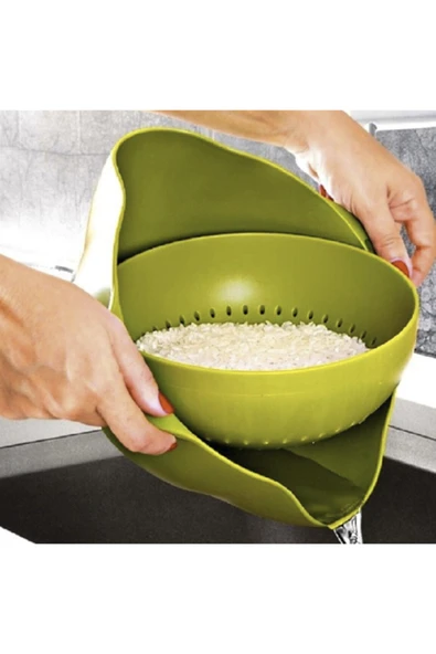 renkli çiçekler Çok Amaçlı Dönebilir Pratik Hazneli Mutfak Süzgeci - Resim 4