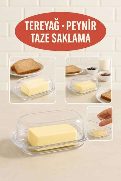 Şeffaf Plastik Tereyağlık Peynir Saklama Kabı 18,5x13x6,5 cm – Sızdırmaz & Hijyenik Kapaklı - 2