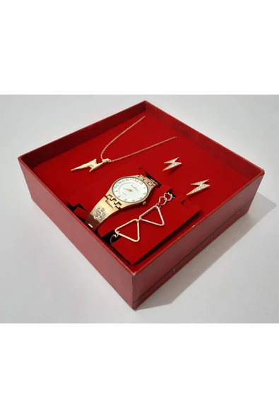 renkli çiçekler Kadın Saat Kadın Kol Saati Kolye Küpe Takı Set - 2