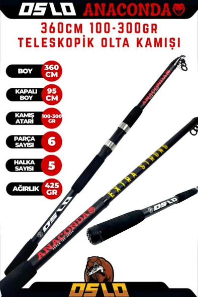 Oslo Anaconda 360cm 100-300gr Kendo Oceancast 7000 Göl ve Deniz Olta Seti - Resim 4