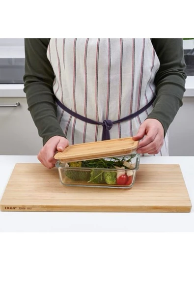 365+ Cam saklama kabı-bambu 1lt Dikdörtgen - Resim 4