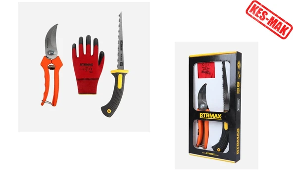 BAHÇE SETİ 3-LÜ SET -  BUDAMA MAKASI/TESTERE/ELDİVEN -  RTRMAX ürün görseli