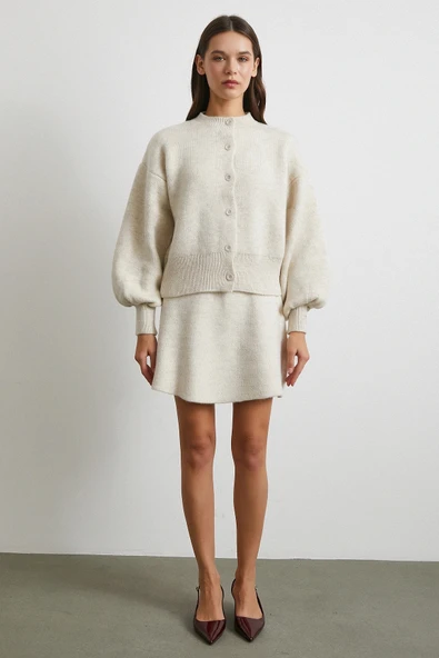 Hırka Etek Triko Takım Ekru - 5