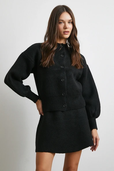 Hırka Etek Triko Takım Siyah - 3