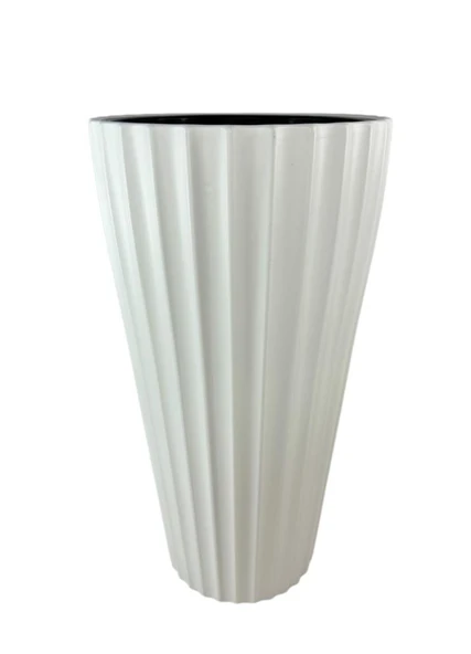 Beyaz Lilyum Model Vazo Dekoratif Plastik Saksı 57cm 9 Litre İç Hacim Estetik ve Modern Tasarım - 3