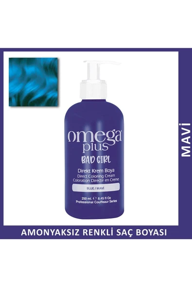 Omega Plus Bad Girl MAVİ Amonyaksız Renkli Saç Boyası 250ML ürün görseli 1