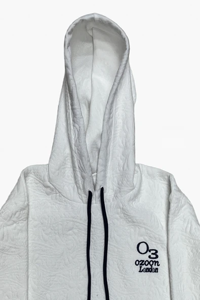 Kız Çocuk Desenli Kapüşonlu Kanguru Cepli Ribana Detaylı 3 İplik Sweatshirt 12327 - Resim 4