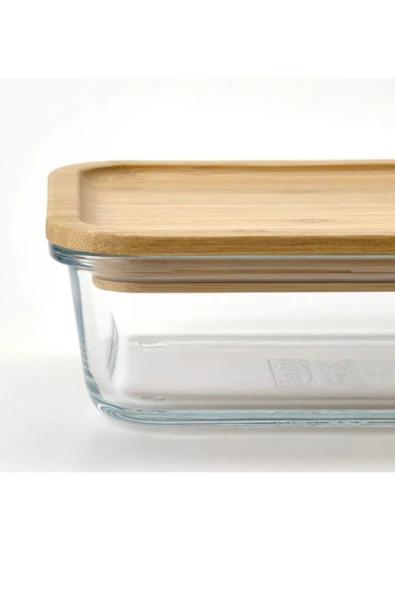 365+ Cam saklama kabı-bambu 1lt Dikdörtgen - Resim 3